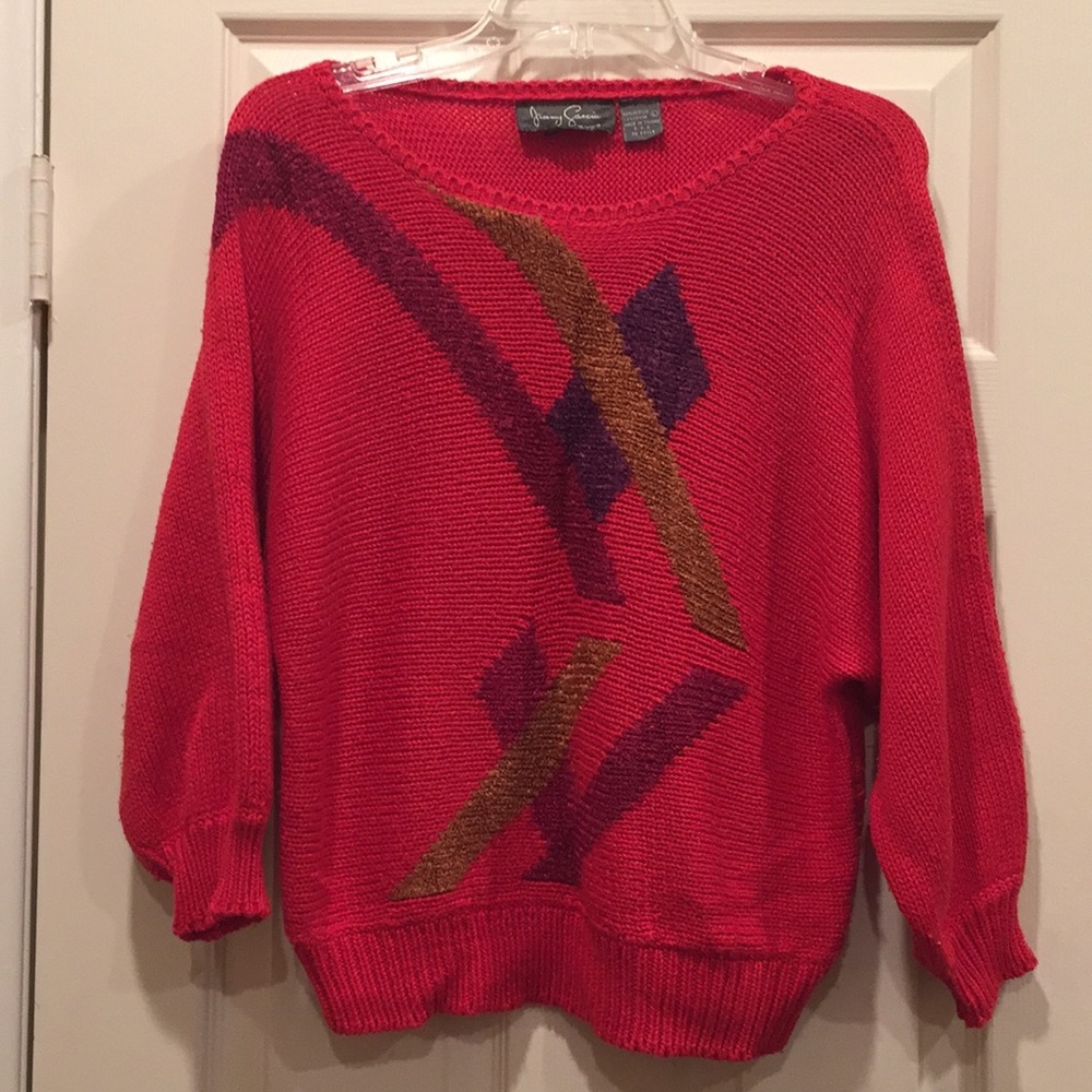 Vintage Jimmy Garcia hand-loomed 3/4 sleeve sweater
